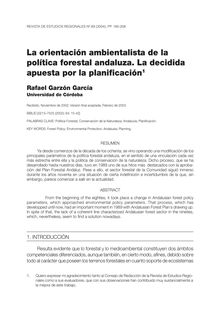 La orientación ambientalista de la política forestal andaluza : la decidida apuesta por la planificación