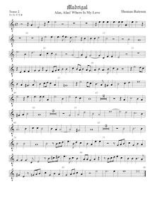 Partition ténor viole de gambe 2, octave aigu clef, pour First Set of anglais Madrigales to 3, 4, 5 et 6 voix