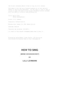 How to Sing - [Meine Gesangskunst]