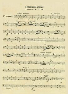 Partition violoncelles/Basses, Schweizer Scenen, Fantaisie, G major par Carl Leopold Böhm