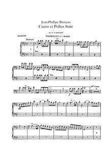 Partition violoncelles/Basses, Castor et Pollux (), Rameau, Jean-Philippe