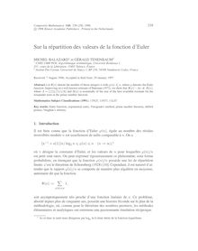 Sur la répartition des valeurs de la fonction d‘Euler