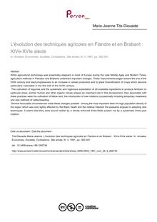 L évolution des techniques agricoles en Flandre et en Brabant : XIVe-XVIe siècle - article ; n°3 ; vol.36, pg 362-381
