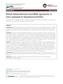 Whole blood-derived microRNA signatures in mice exposed to lipopolysaccharides