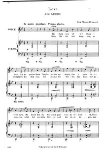 Partition , Die Liebe (B♭ major), Drei chansons, Meyer-Helmund, Erik