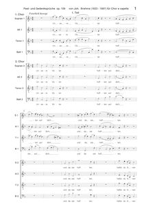 Partition complète, Fest- und Gedenksprüche, Brahms, Johannes