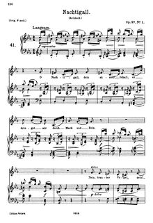Partition No.1 Nachtigall, 6 chansons, Brahms, Johannes