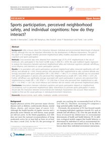 Sports participation, perceived neighborhood safety, and individual cognitions: how do they interact?