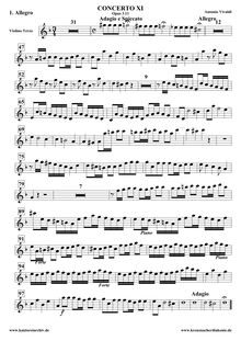 Partition violons I ripieno, Concerto pour 2 violons et violoncelle en D minor, RV 565