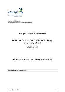Irbesartan Actavis France 150 mg, comprimé pelliculé
