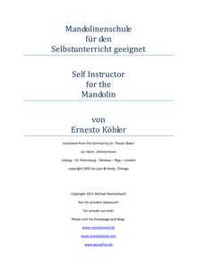 Partition complète, Self Instructor pour pour mandoline, Köhler, Ernesto