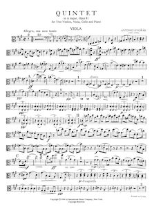 Partition viole de gambe, Piano quintette No.2, Dvořák, Antonín par Antonín Dvořák
