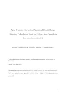 What drives the international transfer of climate change mitigation technologies Empirical evidence from patent data