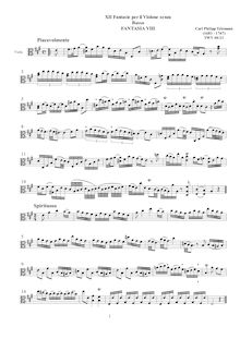Partition Fantasia No.8, 12 fantaisies pour violon without basse, TWV 40:14-25 par Georg Philipp Telemann