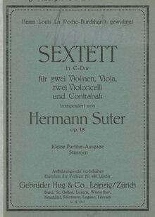 Partition couverture couleur, corde Sextet, Op.18, C Major, Suter, Hermann