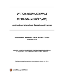OPTION INTERNATIONALE DU BACCALAURÉAT (OIB)