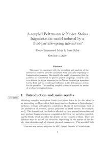 A coupled Boltzmann Navier–Stokes fragmentation model induced by a fluid particle spring interaction