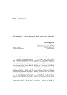 Linguaggio e comunicazione degli organismi aziendali