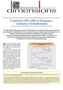 L emploi de 1989 à 2002 en Bourgogne : croissance et transformation  