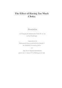 The effect of having too much choice [Elektronische Ressource] / von Benjamin Scheibehenne