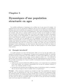 Dynamiques d une population structuree en ages