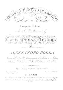 Partition parties complètes, 3 Grand Concertant Duos pour violon et viole de gambe par Alessandro Rolla