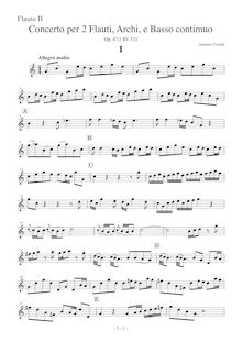 Partition flûte Solo 2, Concerto pour 2 flûtes en C major, RV 533