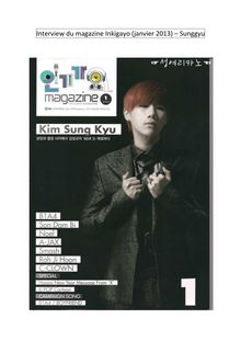 Interview du magazine Inkigayo (janvier 2013) - Sung Gyu