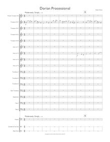 Partition complète, Dorian Processional pour Brass chœur, Moore, Robert