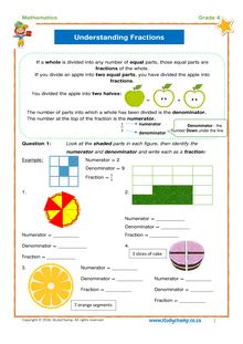 Grade 4 Maths Workbook: Understanding Fractions