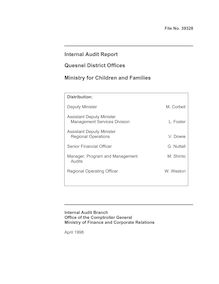 Internal Audit Report - Quesnel District Offices