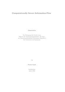 Computationally secure information flow [Elektronische Ressource] / von Peeter Laud