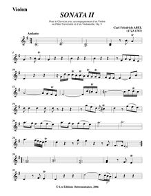 Partition , Andante - violon (flûte) , partie, 6 sonates pour clavecin
