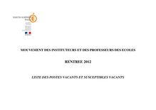 Catalogue des postes vacants et susceptibles d être vacants pour le mouvement intra départemental de l Aveyron