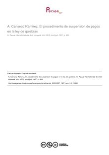 A. Canseco Ramirez, El procedimento de suspension de pagos en la ley de quiebras - note biblio ; n°2 ; vol.9, pg 455-455