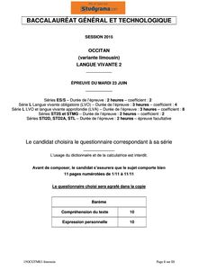 Sujet BAC 2015 Occitan Limousin LV2