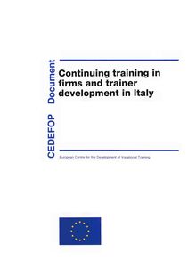 Continuing training in firms and trainer development in Italy