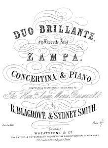 Partition de piano, Duo brillante on airs from Zampa, pour Concertina & Piano