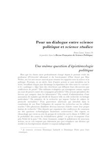 Pour un dialogue entre science politique et science studies*