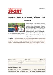 16e étape - SAINT-PAUL-TROIS-CHÂTEAU - GAP - 162,5 km