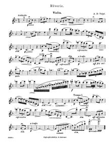 Partition de violon, Rêverie, F Major, Volpe, Arnold