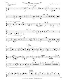 Partition violon, Tetra-Mnemosyne V, String Trio No.5, Harrington, Jeffrey Michael