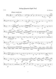 Partition violoncelle, corde quatuor, Op.61 No.2, E♭ major, Ellerton, John Lodge
