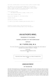 An Author s Mind : The Book of Title-pages