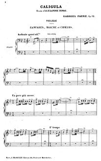 Partition complète, Caligula, Op. 52, Fauré, Gabriel
