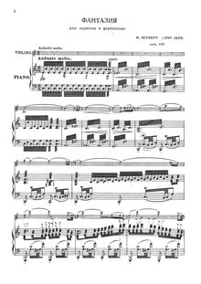 Partition violon et partition de piano, Fantasia en C pour piano et violon, D.934 par Franz Schubert