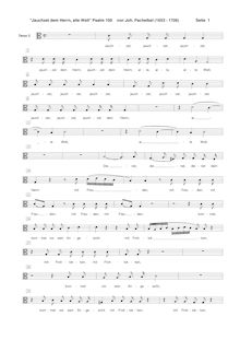 Partition ténor 2 , partie [C3 clef], Psalm No.100, Pachelbel, Johann