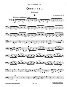 Partition violoncelle, corde quatuor No.1, Op.33, D major, Esposito, Michele
