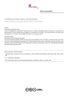 Le Kosso et ses noms vernaculaires - article ; n°287 ; vol.78, pg 453-456