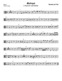 Partition viole de basse 1, alto clef, Madrigali di Rinaldo del Melle, gentilhumo fiamengo, a sei voci : Novamente composti & dati im luce par Rinaldo del Mel